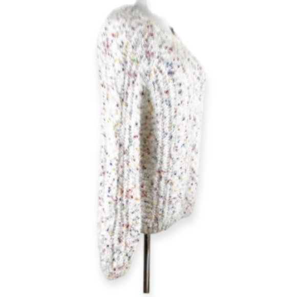alya Color Flecked Eyelash Knit Sweater Crew Neck White Small - Picture 4 of 11